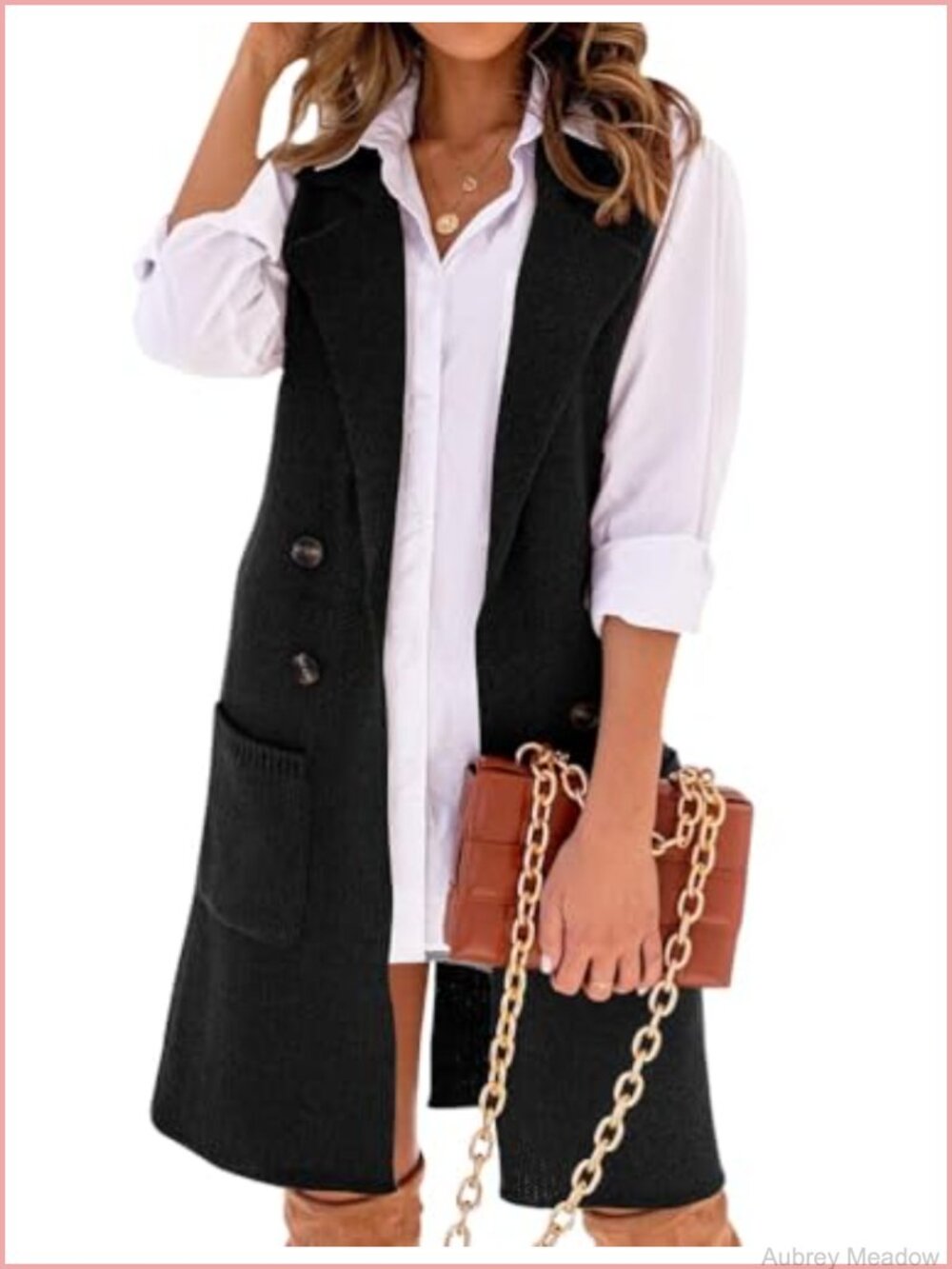 Womens Long Sleeveless Cardigan Sweater Vest Button Down V-Neck Knit
